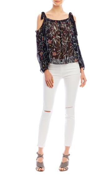 Nicole Miller Wispy Stems Tie Blouse