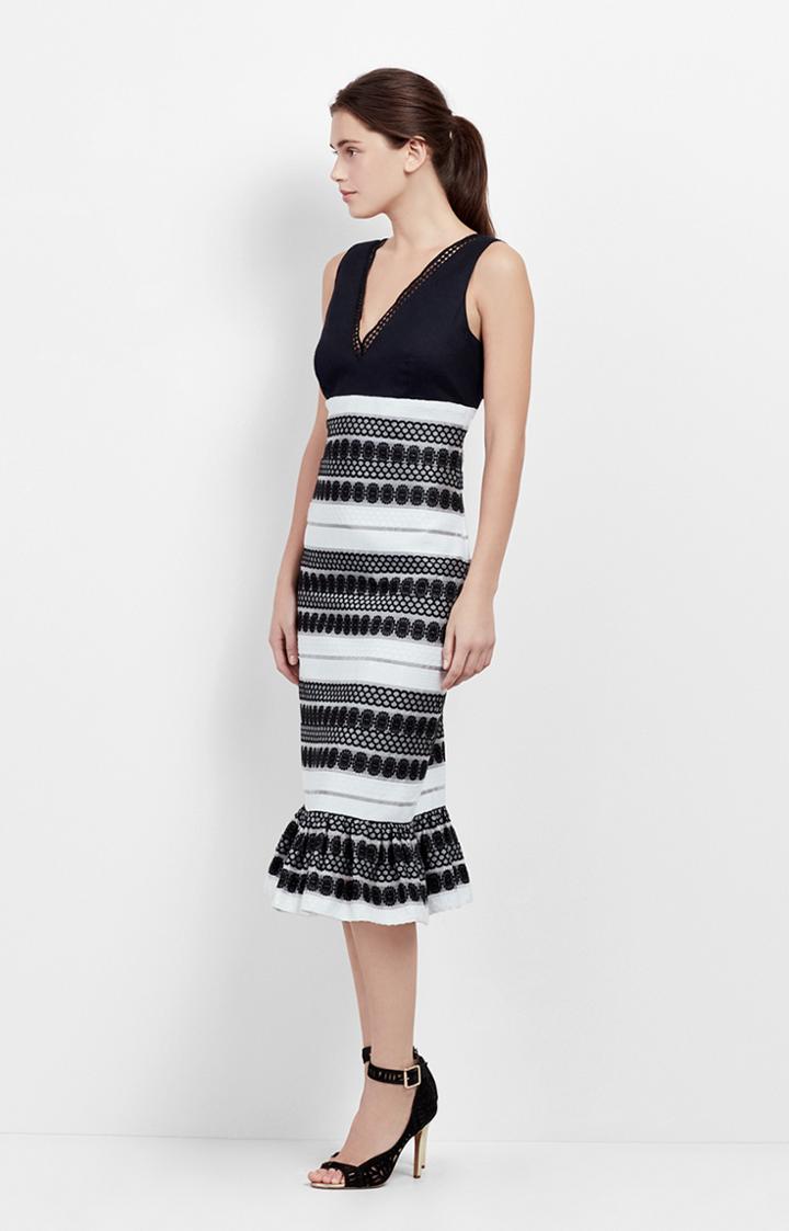Nicole Miller Ruffle Combo Dress