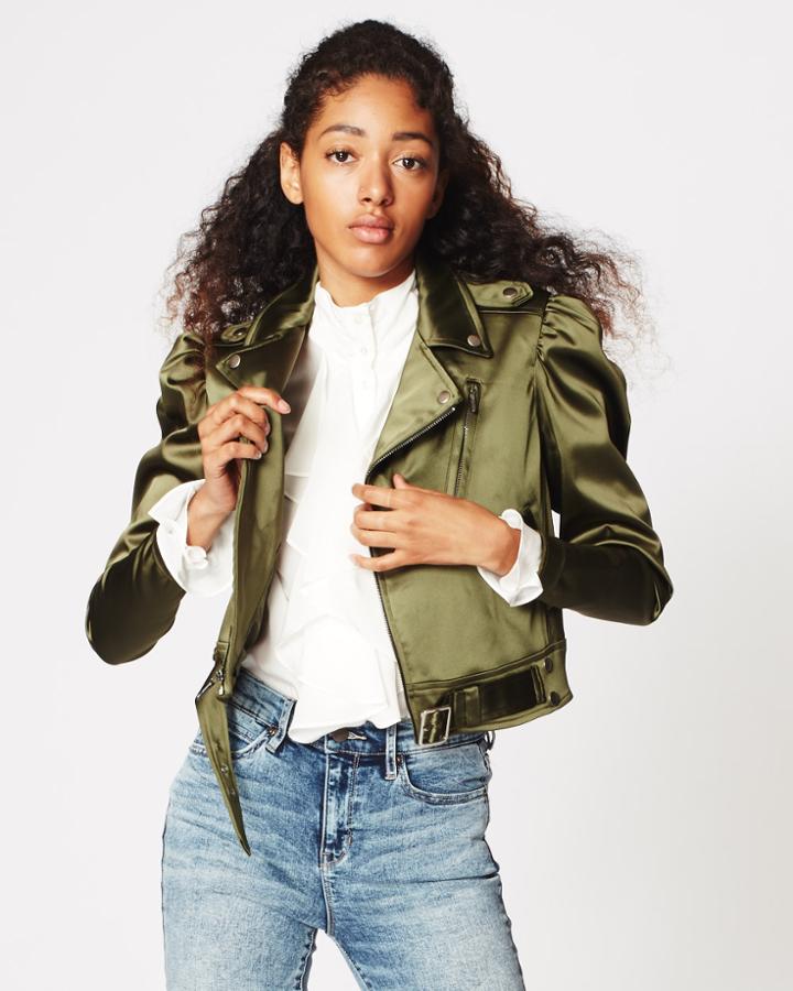 Nicole Miller Satin Moto Jacket