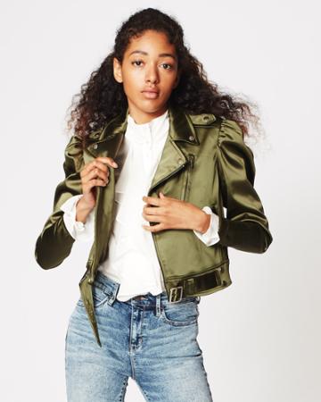 Nicole Miller Satin Moto Jacket
