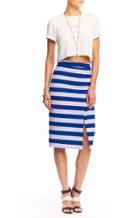 Nicole Miller Jacquard Stripe Slit Skirt
