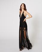 Nicole Miller Lace Trims Plunge Gown
