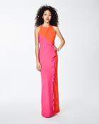 Nicole Miller X-back Ruffle Gown
