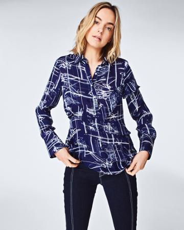 Nicole Miller Blueprint Asymmetric Blouse