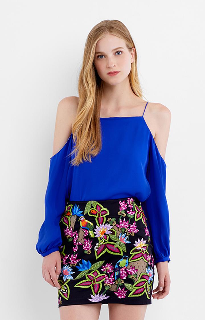 Nicole Miller Nicola Cold Shoulder Blouse
