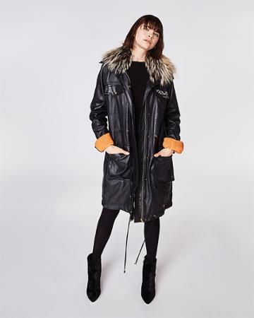 Nicole Miller Leather Puffer Coat