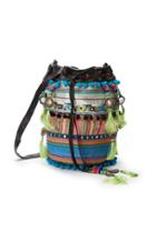 Nicole Miller Striped Fabric Bucket Bag