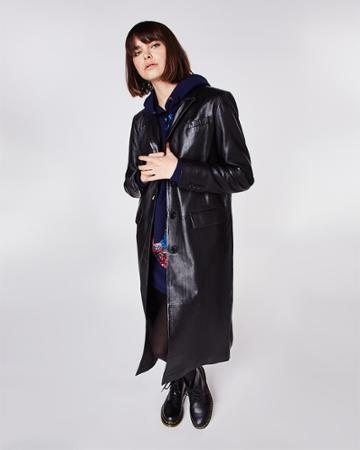 Nicole Miller Leather Reefer Coat