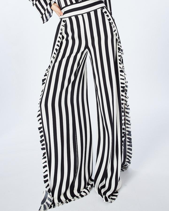 Nicole Miller Getaway Stripe Ruffle Pants