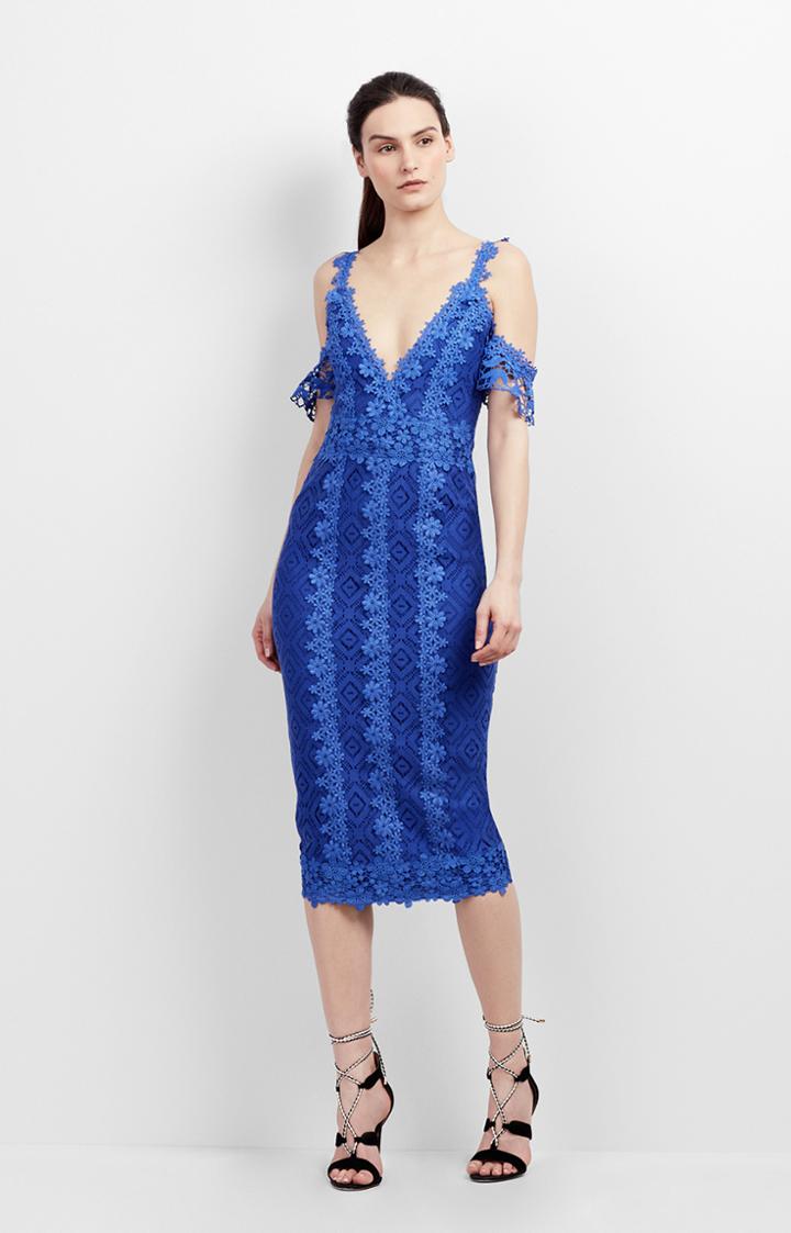 Nicole Miller Cold Shoulder Lace Combo Dress