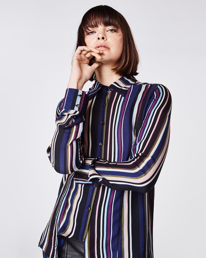 Nicole Miller Flight Stripe Boyfriend Top