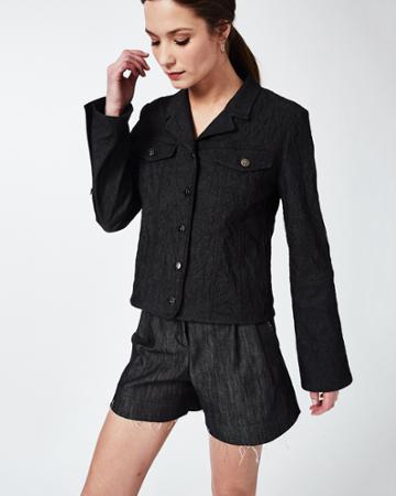 Nicole Miller Crinkle Denim Jacket