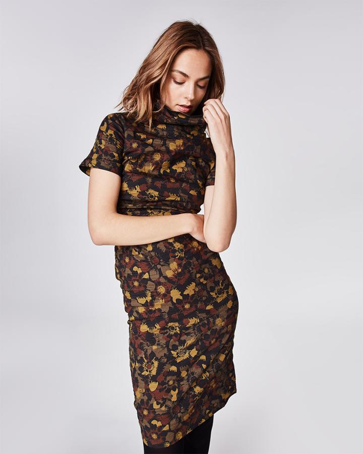 Nicole Miller Flower Camo High Neck Dress