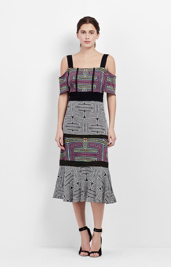 Nicole Miller Mola Maze Midi Dress