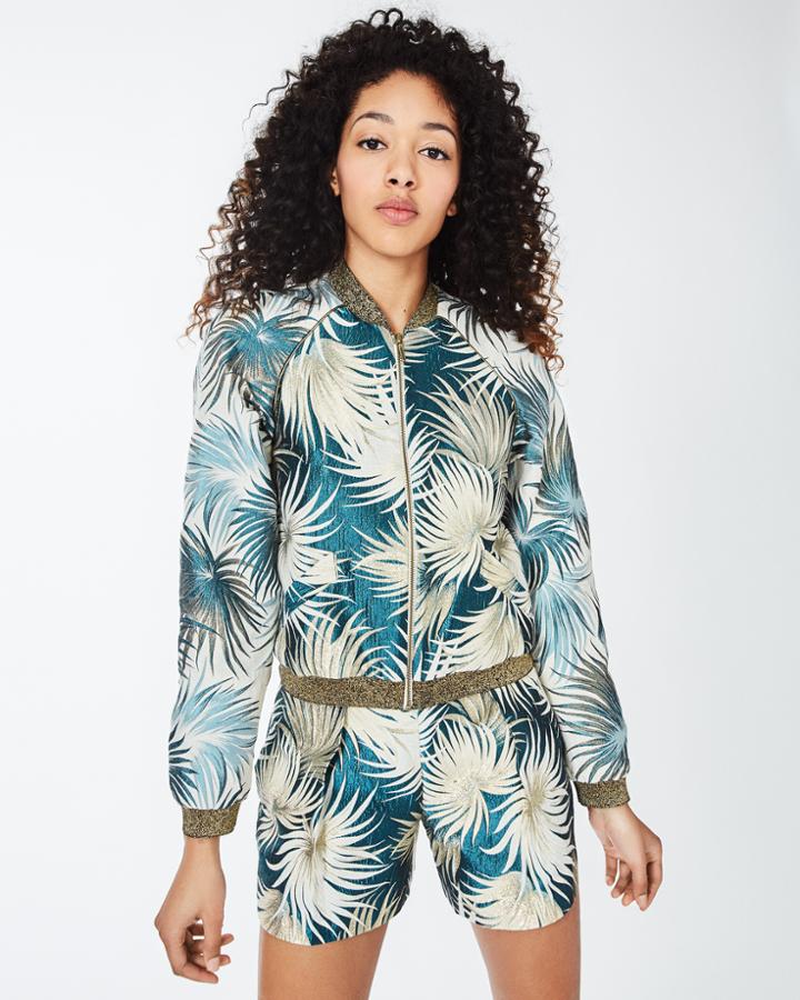 Nicole Miller Palm Leaf Bomber