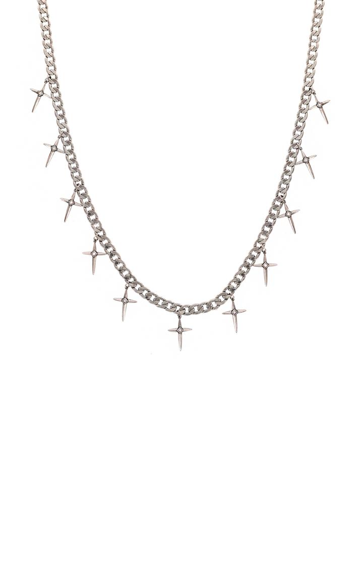 Nicole Miller Spike Cross Fringe Necklace