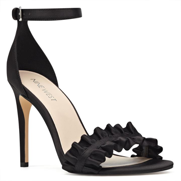 Nine West Nine West Cashmere Open Toe Sandals, Black Satin