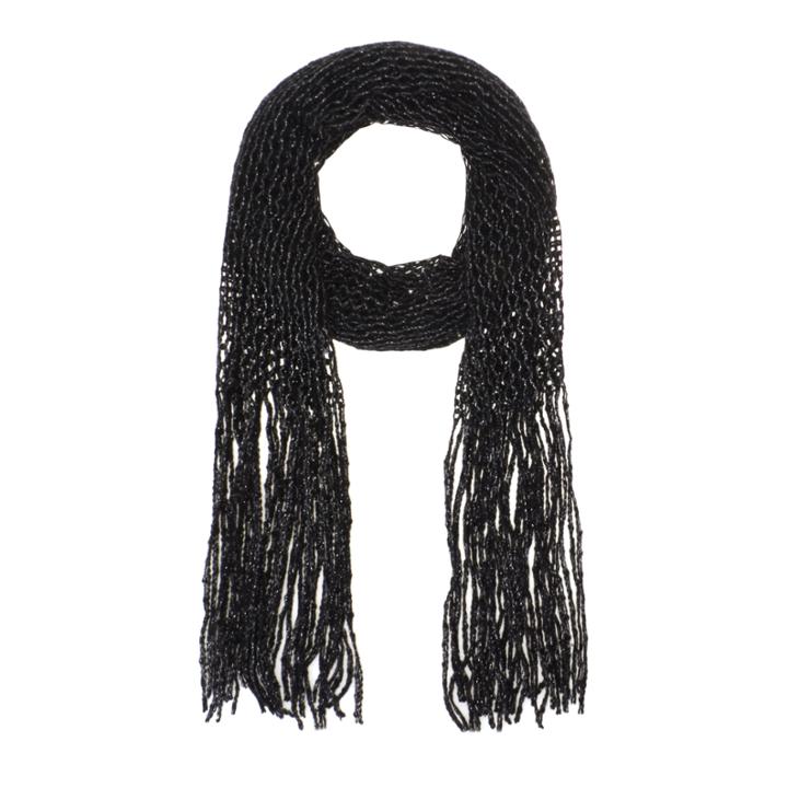 Nine West Nine West Fringed Loop Scarf, Black Synthetic