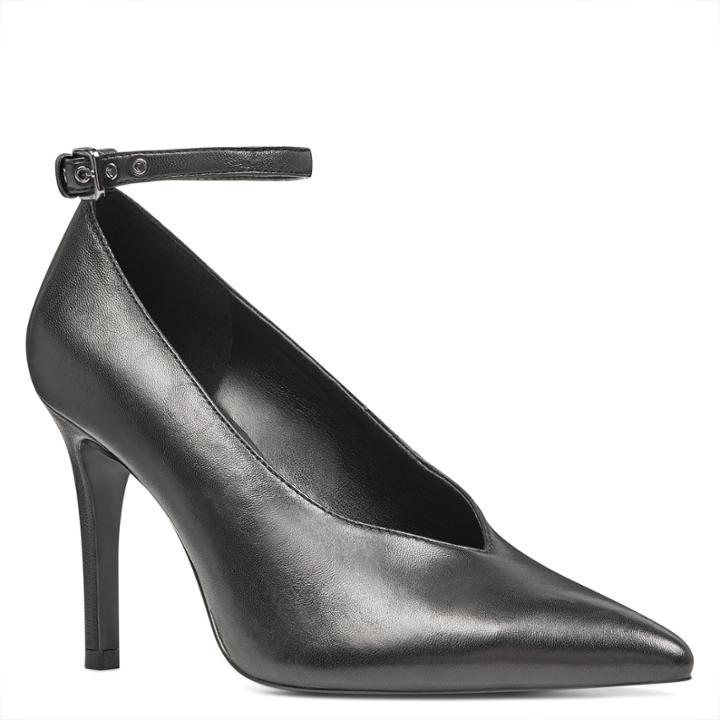 Nine West Nine West Ziesta Ankle Strap Pumps, Black Leather