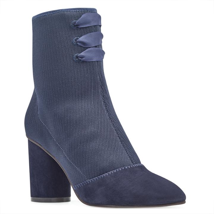 Nine West Nine West Cartolina Pointy Toe Booties, Navy Fabric