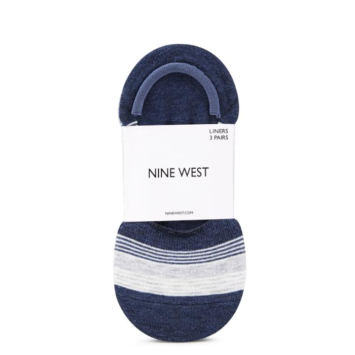 Nine West Nine West Pack Of 3 Striped Foot Liners, Indigo Heather