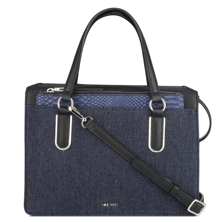Nine West Nine West Betha Satchel And Pouch, Multi Blue Fabric