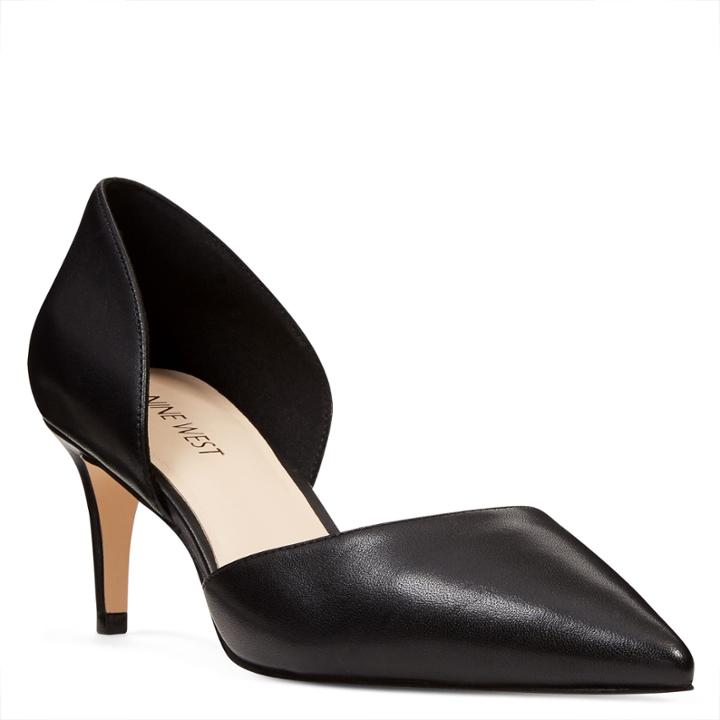 Nine West Nine West Solis Pointy Toe D'orsay Pumps, Black Leather