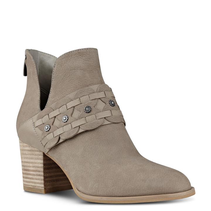 Nine West Nine West Danbia Round Toe Booties, Taupe/ Dark Taupe Leather