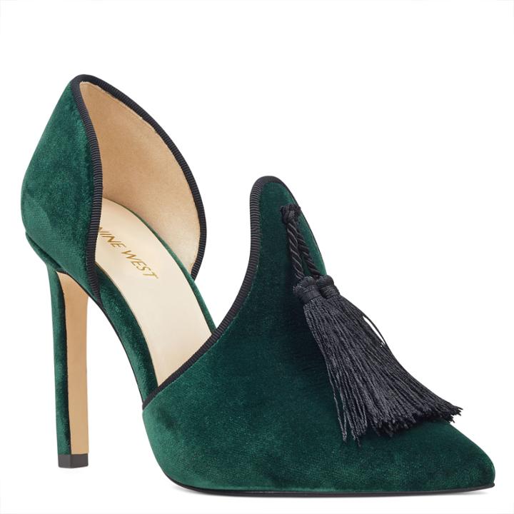 Nine West Nine West Tyrell Pointy Toe Pumps, Emerald Velvet