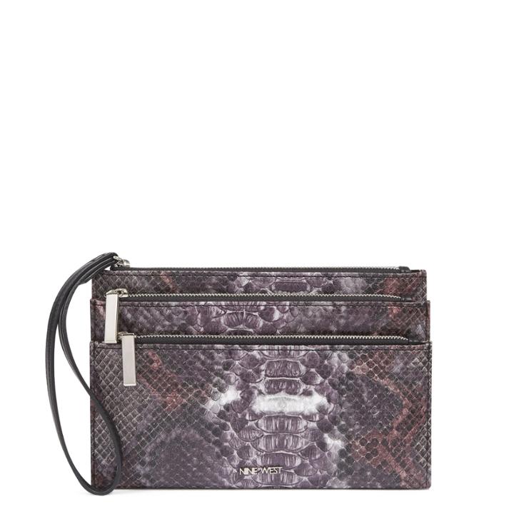 Nine West Nine West Triple Zip Wristlet, Peacock Synthetic