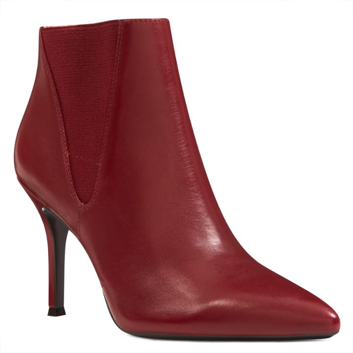 Nine West Nine West Front Pointy Toe Booties, Wine/ Wine Leather