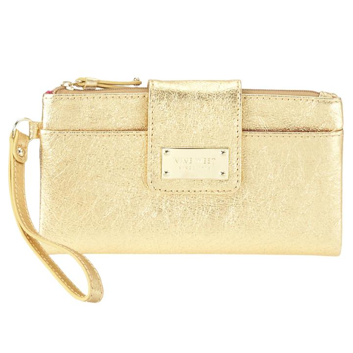 Nine West Bright Lights Leather Metallic Wristlet Wallet Wristlet