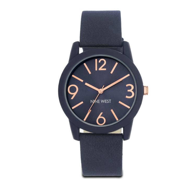 Nine West Slavin Black Strap Watch