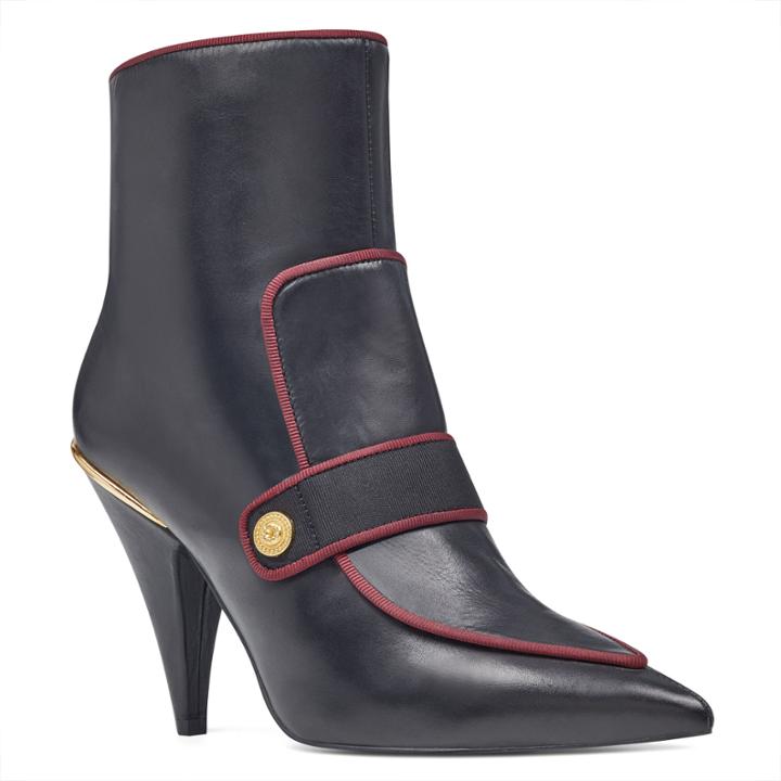 Nine West Nine West Westham Pointy Toe Booties, Black Leather/wine Trim