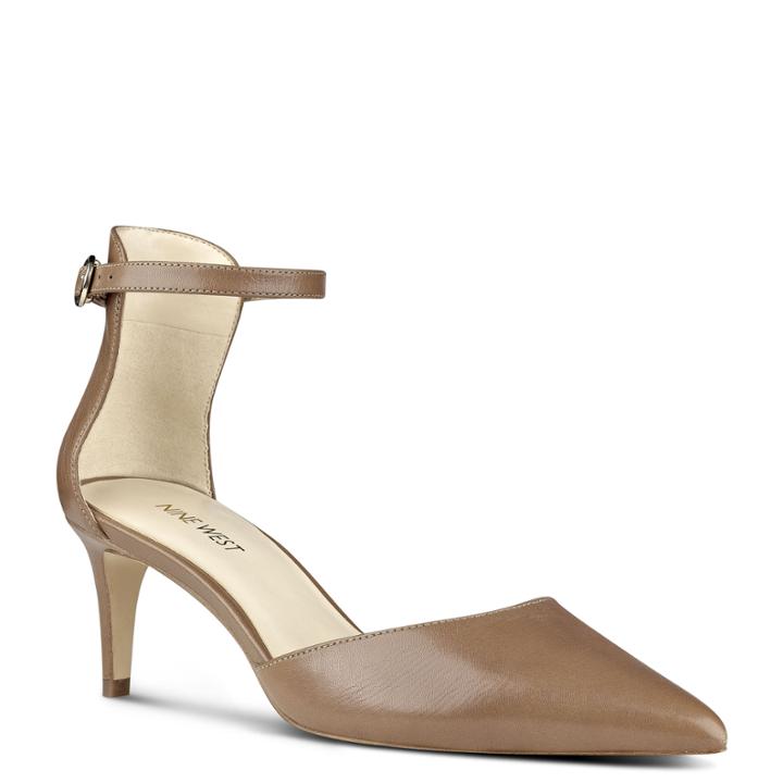 Nine West Nine West Sharmila Ankle Strap Pumps, Natural Leather