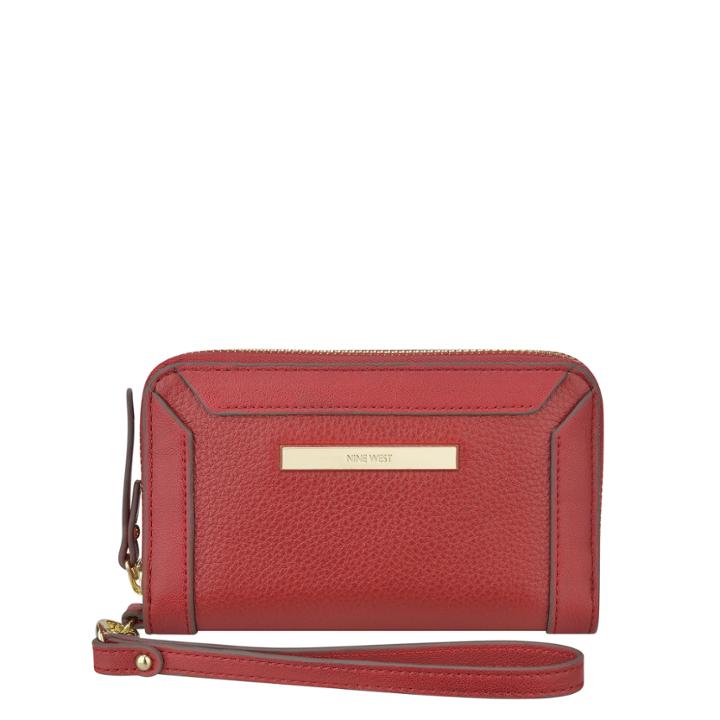 Nine West Geneva Zip Tech Leather Wristlet
