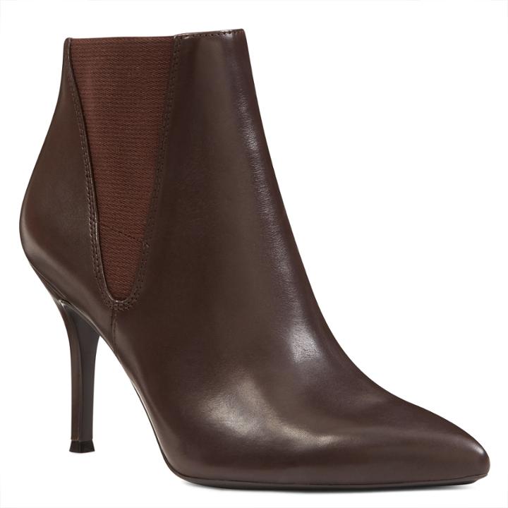 Nine West Nine West Front Pointy Toe Booties, Dk Brown/dk Brown Leather
