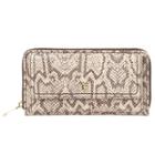 Nine West Mercer Snake Embossed Zip Around Leather Wallet