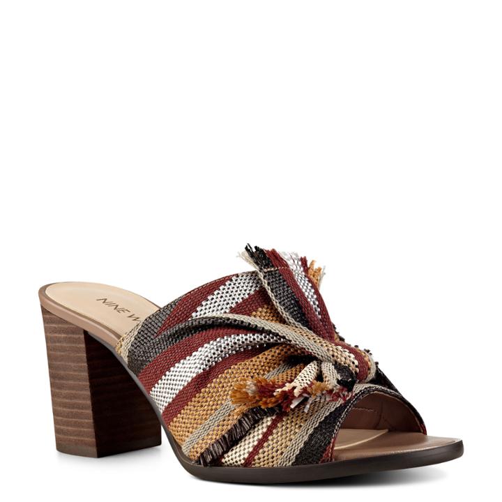Nine West Nine West Byron Open Toe Mules, Dk Red Multi Fb