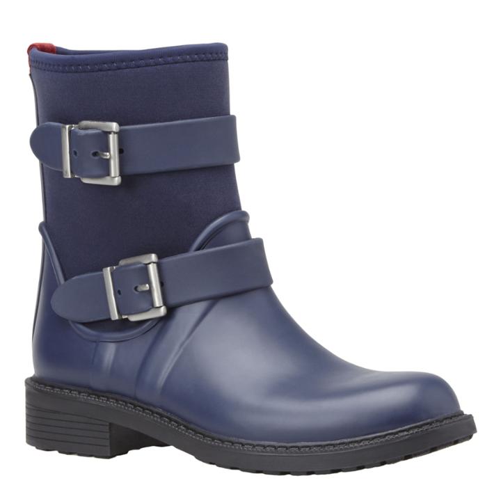 Nine West Nine West Dbledeck Slip-on Rain Booties, Navy Synthetic
