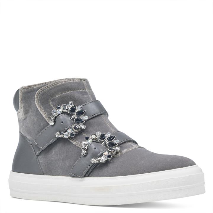 Nine West Nine West Orisna High Top Sneakers, Grey Velvet