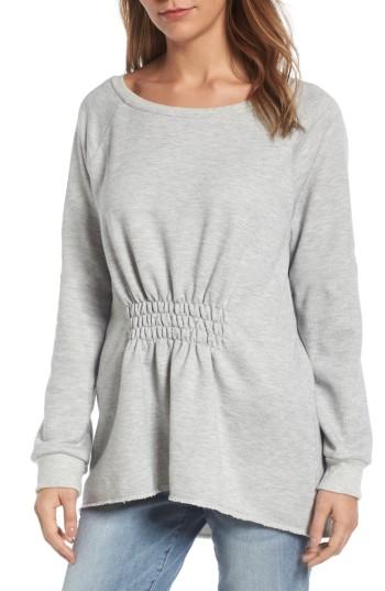 Women's Gibson Gathered Front Sweatshirt, Size - Grey