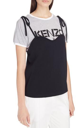Women's Kenzo Layered Logo Top - Black