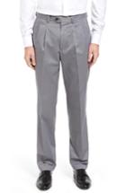 Men's Nordstrom Mens Shop Classic Smartcare(tm) Supima Cotton Pleated Trousers X 32 - Grey