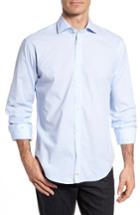 Men's Thomas Dean Regular Fit Stripe Sport Shirt - Grey