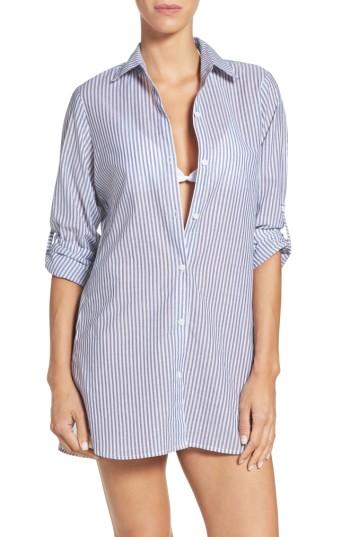 Women's Tommy Bahama Floriana Stripe Cover-up Shirt - Blue