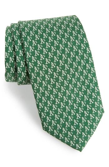 Men's Vineyard Vines Oakland Athletics - Mlb Woven Silk Tie, Size - Green