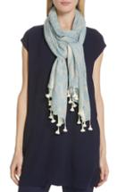 Women's Eileen Fisher Tassel Trim Wool Scarf, Size - Blue