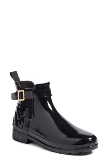 Women's Hunter Original Refined Quilted Gloss Chelsea Waterproof Boot M - Black