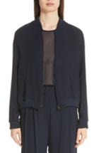 Women's Max Mara Nervi Silk Georgette Bomber Jacket Us / 36 It - Blue